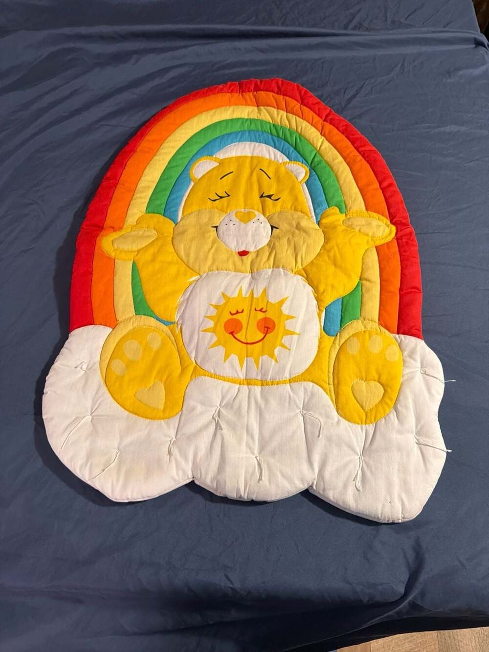 Vintage Care Bears Funshine Bear Quilted Play Mat Wall Hanging 30"